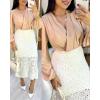 image:imageCHICME Casual Hollow Out Crochet Mid Calf Skirt for Women Elegant Eyelet Lace Casual High Waisted ALine SkirtWhite