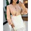 image:imageCHICME Casual Hollow Out Crochet Mid Calf Skirt for Women Elegant Eyelet Lace Casual High Waisted ALine SkirtWhite