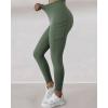image:imageCHICME Fleece Lined Leggings Women Tummy Control Thermal Warm High Waisted Winter Yoga Pants with PocketsArmy Greenwith Pocket