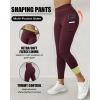 image:imageCHICME Fleece Lined Leggings Women Tummy Control Thermal Warm High Waisted Winter Yoga Pants with PocketsBurgundywith Pocket