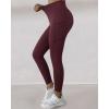 image:imageCHICME Fleece Lined Leggings Women Tummy Control Thermal Warm High Waisted Winter Yoga Pants with PocketsBurgundywith Pocket