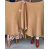 image:imageCHICME Solid Poncho Shawl Wraps Knitted Poncho Cardigan Warm Long Sleeve Cozy Versatile Fringe Sweater CardiganAcoffee
