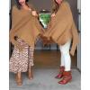 image:imageCHICME Solid Poncho Shawl Wraps Knitted Poncho Cardigan Warm Long Sleeve Cozy Versatile Fringe Sweater CardiganAcoffee