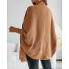 image:imageCHICME Solid Poncho Shawl Wraps Knitted Poncho Cardigan Warm Long Sleeve Cozy Versatile Fringe Sweater CardiganAcoffee