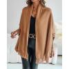 image:imageCHICME Solid Poncho Shawl Wraps Knitted Poncho Cardigan Warm Long Sleeve Cozy Versatile Fringe Sweater CardiganAcoffee