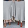 image:imageCHICME Solid Poncho Shawl Wraps Knitted Poncho Cardigan Warm Long Sleeve Cozy Versatile Fringe Sweater CardiganGray