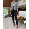 image:imageCHICME Women Argyle Cable Cardigan Casual Lightweight Cropped Coat Stand Collar Long Sleeve Metal Button Front Spring JacketsGray