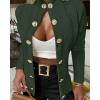 image:imageCHICME Women Argyle Cable Cardigan Casual Lightweight Cropped Coat Stand Collar Long Sleeve Metal Button Front Spring JacketsGreen
