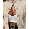 image:imageCHICME Women Argyle Cable Cardigan Casual Lightweight Cropped Coat Stand Collar Long Sleeve Metal Button Front Spring JacketsLight Khaki