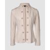 image:imageCHICME Women Argyle Cable Cardigan Casual Lightweight Cropped Coat Stand Collar Long Sleeve Metal Button Front Spring JacketsLight Khaki