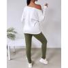image:imageCHICME Women Tracksuit Fall 2 piece Outfits Off The Shoulder Long Sleeve Tops and Pants Set Travel OutfitsGreen