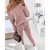 image:imageCHICME Women Tracksuit Fall 2 piece Outfits Off The Shoulder Long Sleeve Tops and Pants Set Travel OutfitsZred Bean