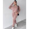 image:imageCHICME Women Tracksuit Fall 2 piece Outfits Off The Shoulder Long Sleeve Tops and Pants Set Travel OutfitsZred Bean