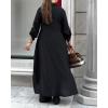 image:imageCHICME Womens 2 Piece Casual Outfits Long Sleeve Button Down Longline Shirt and Wide Leg Pants Set Lounge SetBlack