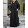 image:imageCHICME Womens 2 Piece Casual Outfits Long Sleeve Button Down Longline Shirt and Wide Leg Pants Set Lounge SetBlack