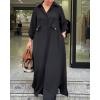 image:imageCHICME Womens 2 Piece Casual Outfits Long Sleeve Button Down Longline Shirt and Wide Leg Pants Set Lounge SetBlack