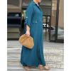 image:imageCHICME Womens 2 Piece Casual Outfits Long Sleeve Button Down Longline Shirt and Wide Leg Pants Set Lounge SetTurquoise Blue