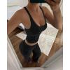 image:imageCHICME Womens 2 Piece Lounge Set U Neck Ribbed Knit Tank Top Pj Loungewear Casual Wide Leg Pants Comfy Matching SetsBlack