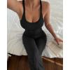 image:imageCHICME Womens 2 Piece Lounge Set U Neck Ribbed Knit Tank Top Pj Loungewear Casual Wide Leg Pants Comfy Matching SetsBlack