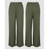 image:imageCHICME Womens 2 Piece Lounge Set U Neck Ribbed Knit Tank Top Pj Loungewear Casual Wide Leg Pants Comfy Matching SetsCarmy Green