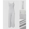 image:imageCHICME Womens 2 Piece Lounge Set U Neck Ribbed Knit Tank Top Pj Loungewear Casual Wide Leg Pants Comfy Matching SetsGrey