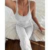 image:imageCHICME Womens 2 Piece Lounge Set U Neck Ribbed Knit Tank Top Pj Loungewear Casual Wide Leg Pants Comfy Matching SetsGrey