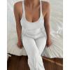 image:imageCHICME Womens 2 Piece Lounge Set U Neck Ribbed Knit Tank Top Pj Loungewear Casual Wide Leg Pants Comfy Matching SetsGrey