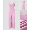 image:imageCHICME Womens 2 Piece Lounge Set U Neck Ribbed Knit Tank Top Pj Loungewear Casual Wide Leg Pants Comfy Matching SetsPink