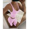 image:imageCHICME Womens 2 Piece Lounge Set U Neck Ribbed Knit Tank Top Pj Loungewear Casual Wide Leg Pants Comfy Matching SetsPink