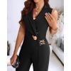 image:imageCHICME Womens 2 Piece Outfit Sleeveless Notched Collar Button Decor Crop Vest and High Waist Wide Leg Pants SetBlack