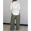 image:imageCHICME Womens Button Down Shirt Collared V Neck Long Sleeve Slit Side Long Blouse Top with Curved HemAwhite