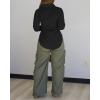 image:imageCHICME Womens Button Down Shirt Collared V Neck Long Sleeve Slit Side Long Blouse Top with Curved HemBlack