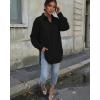 image:imageCHICME Womens Button Down Shirt Collared V Neck Long Sleeve Slit Side Long Blouse Top with Curved HemBlack