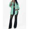 image:imageCHICME Womens Button Down Shirt Collared V Neck Long Sleeve Slit Side Long Blouse Top with Curved HemLight Green