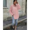 image:imageCHICME Womens Button Down Shirt Collared V Neck Long Sleeve Slit Side Long Blouse Top with Curved HemPink