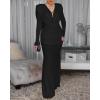 image:imageCHICME Womens Cowl Neck Ruched Slim Fit Maxi Dress Long Sleeve Backless Evening Wedding Guest Bodycon DressBlack