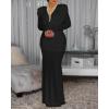 image:imageCHICME Womens Cowl Neck Ruched Slim Fit Maxi Dress Long Sleeve Backless Evening Wedding Guest Bodycon DressBlack