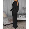 image:imageCHICME Womens Cowl Neck Ruched Slim Fit Maxi Dress Long Sleeve Backless Evening Wedding Guest Bodycon DressBlack