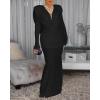 image:imageCHICME Womens Cowl Neck Ruched Slim Fit Maxi Dress Long Sleeve Backless Evening Wedding Guest Bodycon DressBlack