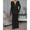 image:imageCHICME Womens Cowl Neck Ruched Slim Fit Maxi Dress Long Sleeve Backless Evening Wedding Guest Bodycon DressBlack