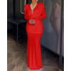 image:imageCHICME Womens Cowl Neck Ruched Slim Fit Maxi Dress Long Sleeve Backless Evening Wedding Guest Bodycon DressRed