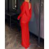 image:imageCHICME Womens Cowl Neck Ruched Slim Fit Maxi Dress Long Sleeve Backless Evening Wedding Guest Bodycon DressRed