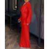 image:imageCHICME Womens Cowl Neck Ruched Slim Fit Maxi Dress Long Sleeve Backless Evening Wedding Guest Bodycon DressRed