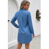image:imageCHICME Womens Denim Shirt Dress Long Sleeve Button Down Jean Dress Casual Tunic Top with PocketsBlue