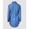 image:imageCHICME Womens Denim Shirt Dress Long Sleeve Button Down Jean Dress Casual Tunic Top with PocketsBlue