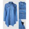 image:imageCHICME Womens Denim Shirt Dress Long Sleeve Button Down Jean Dress Casual Tunic Top with PocketsBlue