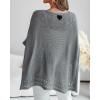 image:imageCHICME Womens Knit Tops 34 Batwing Sleeve Tops for Women HollowOut Pattern Edges Crochet Top Casual Pullover SweatersAgray