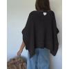 image:imageCHICME Womens Knit Tops 34 Batwing Sleeve Tops for Women HollowOut Pattern Edges Crochet Top Casual Pullover SweatersBlack