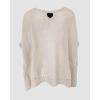 image:imageCHICME Womens Knit Tops 34 Batwing Sleeve Tops for Women HollowOut Pattern Edges Crochet Top Casual Pullover SweatersCapricot