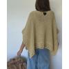 image:imageCHICME Womens Knit Tops 34 Batwing Sleeve Tops for Women HollowOut Pattern Edges Crochet Top Casual Pullover SweatersGreen